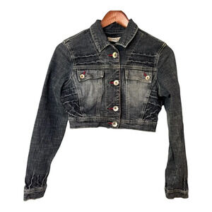 EckoRed Vintage Cropped Denim Jean Button Up Jacket. Y2K. Size Medium